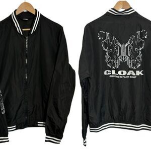 Cloak Mens Bomber Jacket XL Black Hidden In Plain Sight Circuit Board Zip Up